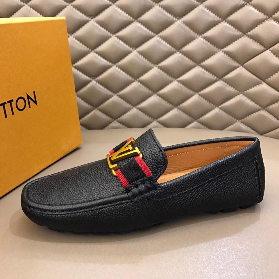 lv Arizona Moccasin Black Loafers With Golden Buckle MS02801