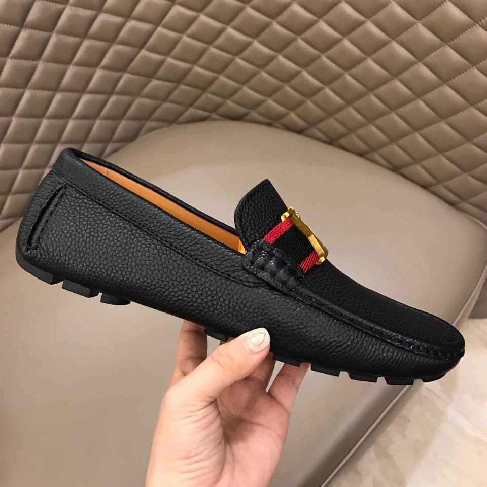 lv Arizona Moccasin Black Loafers With Golden Buckle MS02801