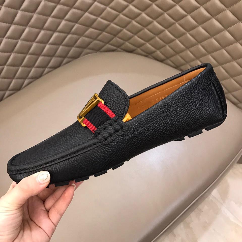 lv Arizona Moccasin Black Loafers With Golden Buckle MS02801