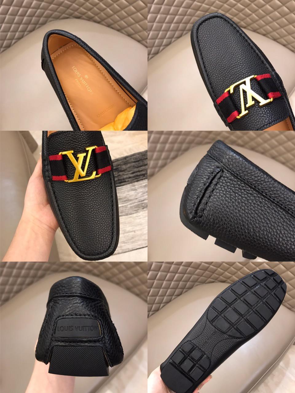 lv Arizona Moccasin Black Loafers With Golden Buckle MS02801