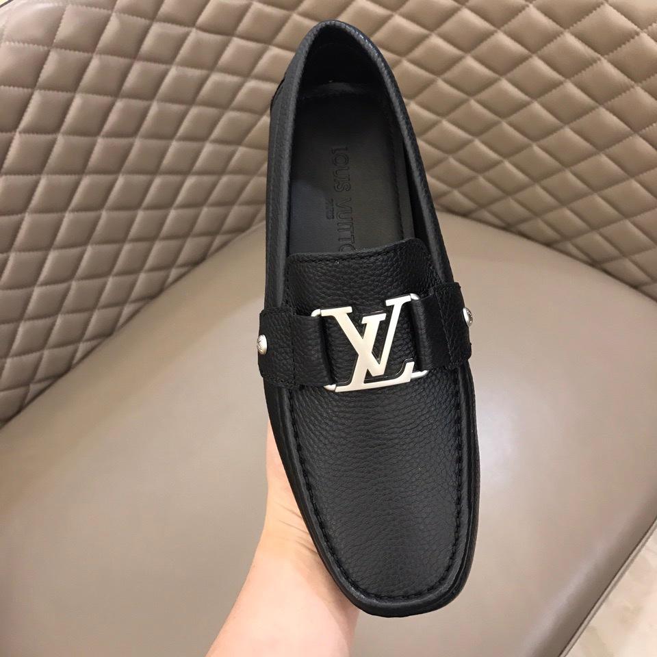 lv Arizona Moccasin Black Loafers With Silver Buckle MS02791