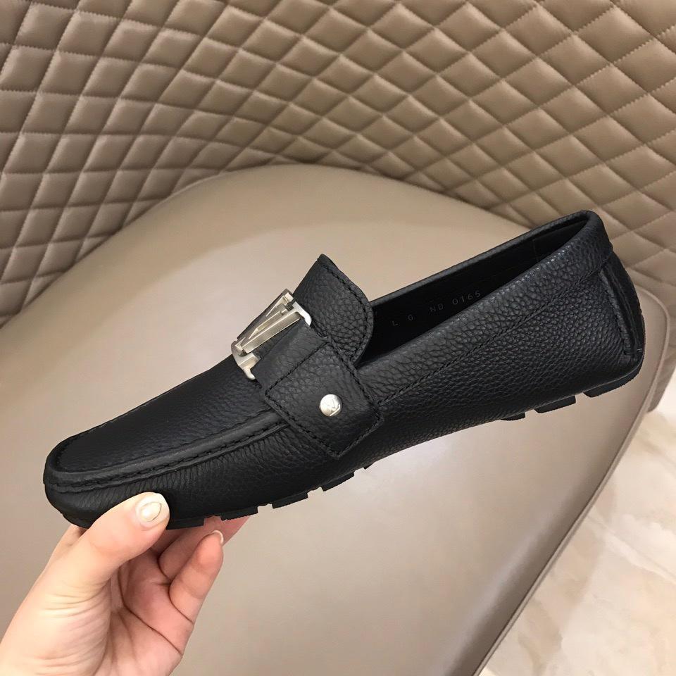 lv Arizona Moccasin Black Loafers With Silver Buckle MS02791