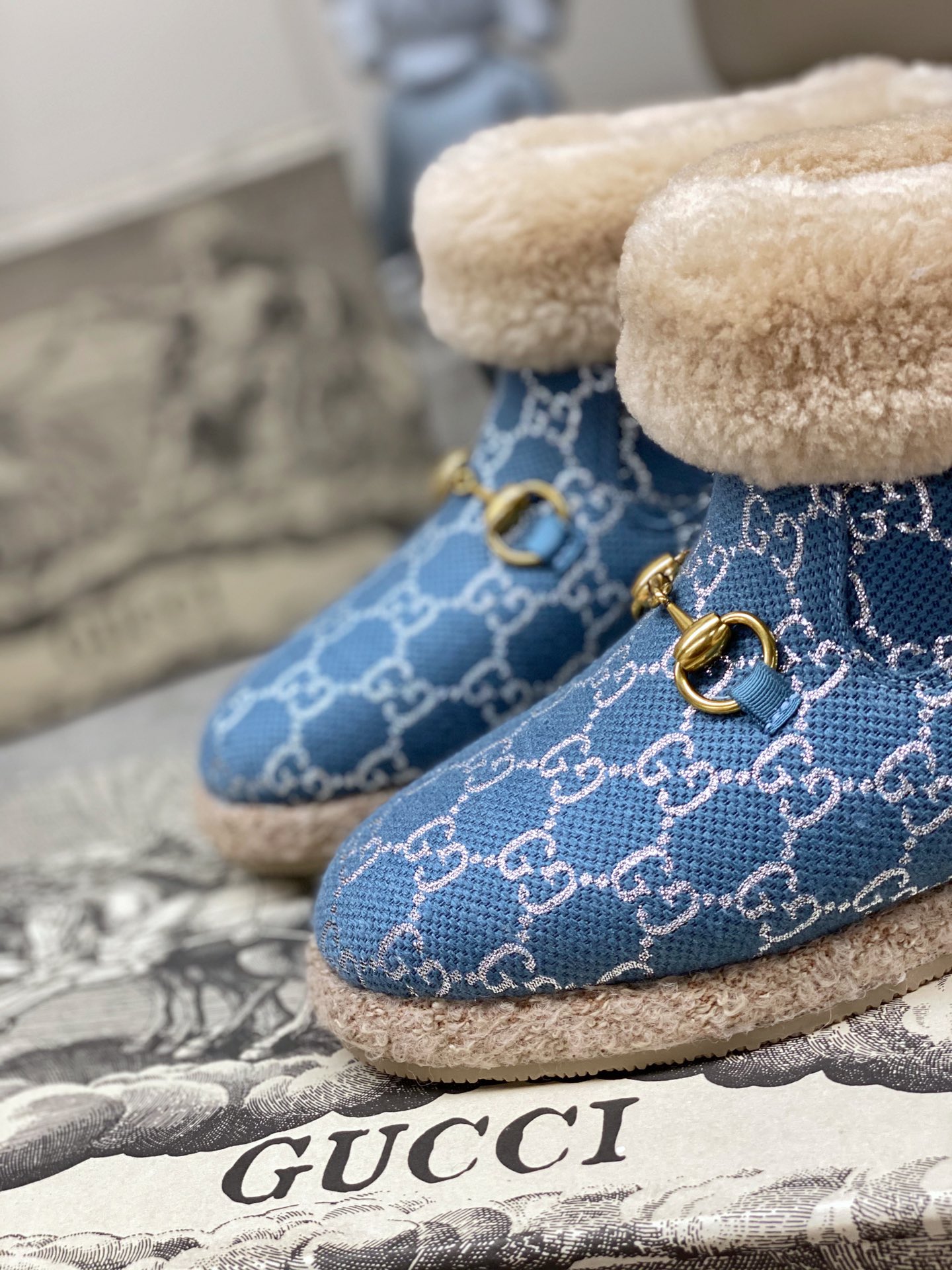 Gucci Boot jacquard espadrille in Blue