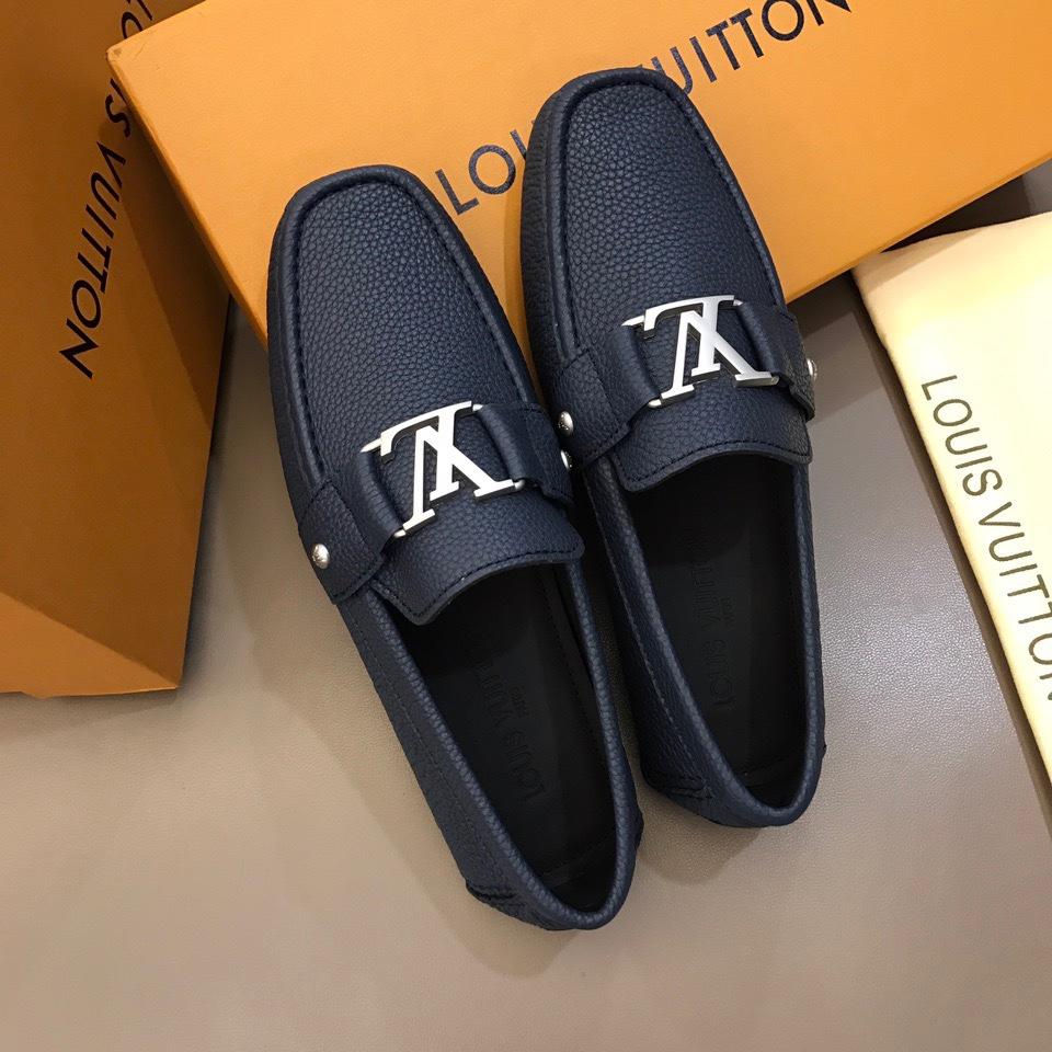 lv Arizona Moccasin Deep Blue Loafers With Silver Buckle MS02790