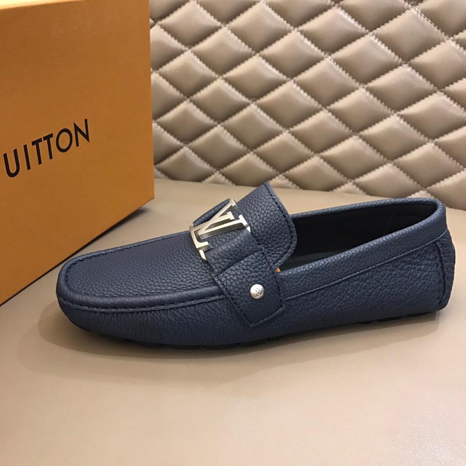 lv Arizona Moccasin Deep Blue Loafers With Silver Buckle MS02790