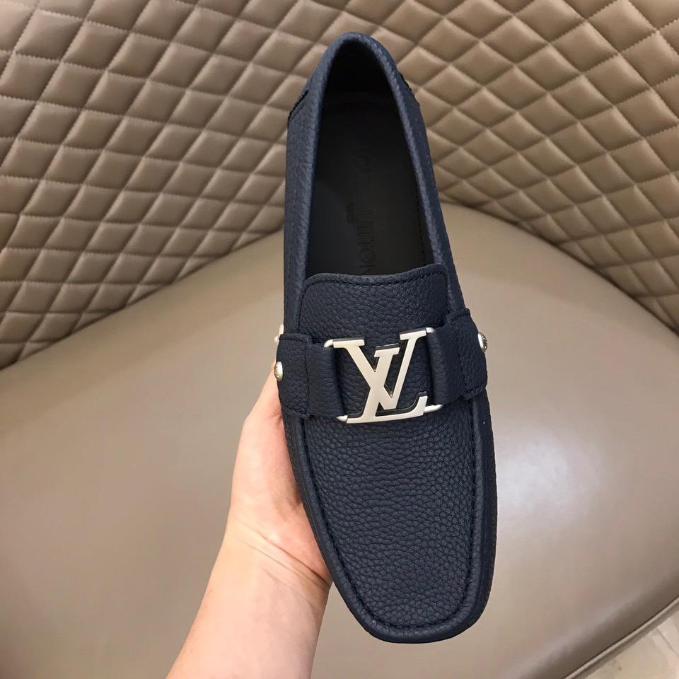 lv Arizona Moccasin Deep Blue Loafers With Silver Buckle MS02790