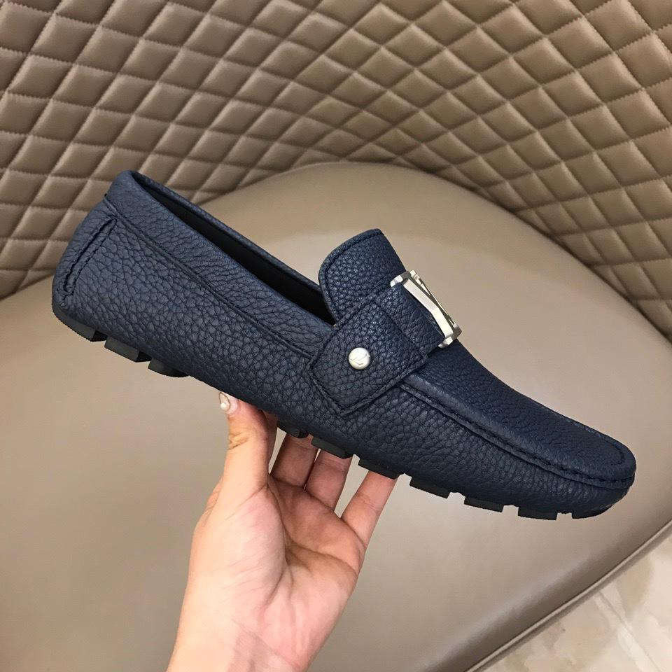 lv Arizona Moccasin Deep Blue Loafers With Silver Buckle MS02790