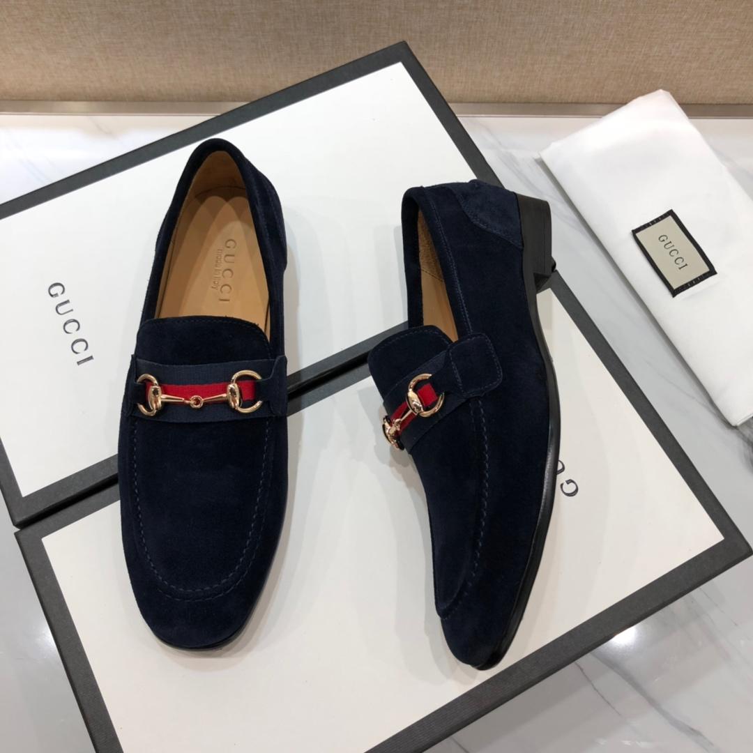 Gucci Black Perfect Quality Loafers With Golden Buckle MS07539