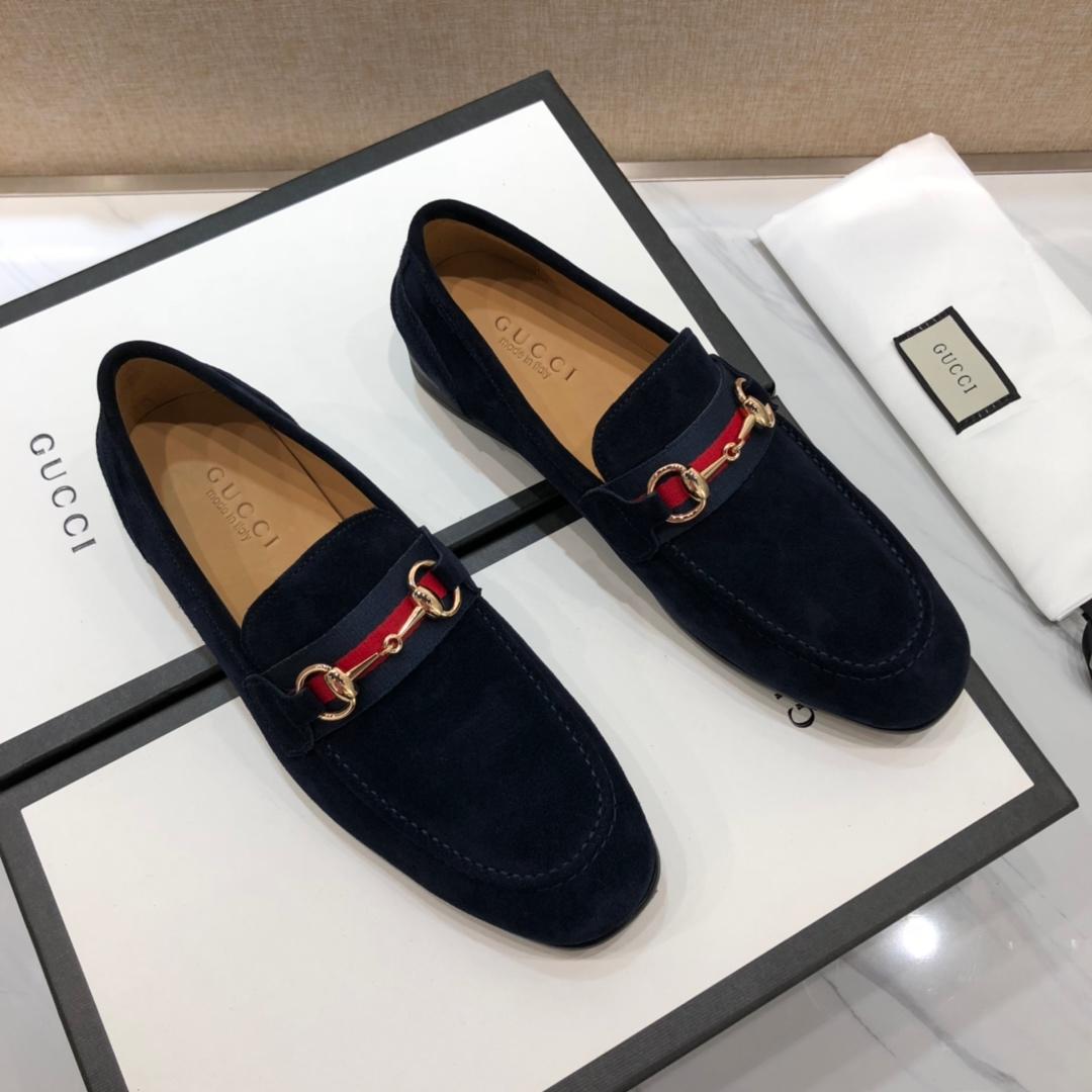 Gucci Black Perfect Quality Loafers With Golden Buckle MS07539