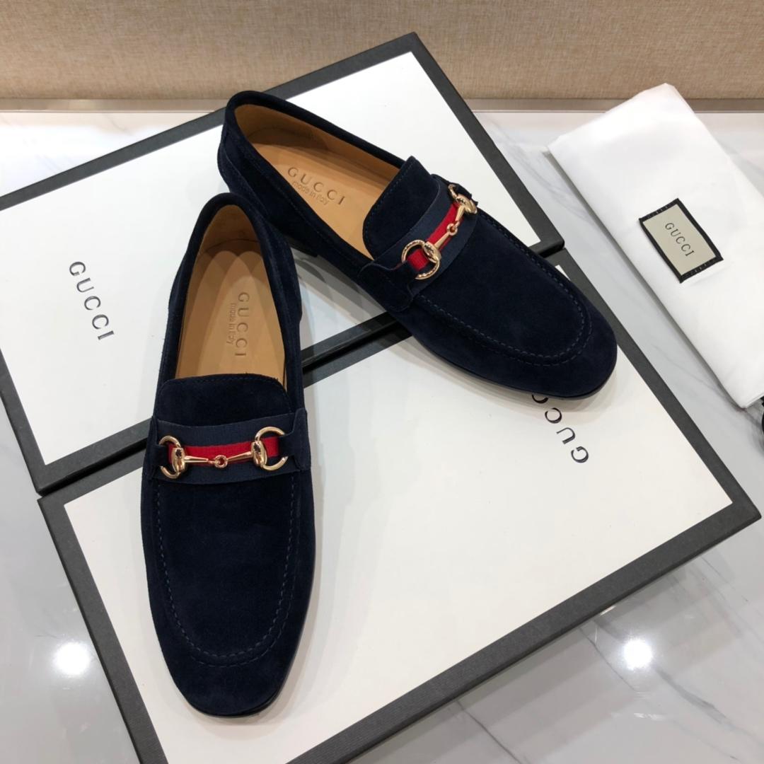 Gucci Black Perfect Quality Loafers With Golden Buckle MS07539