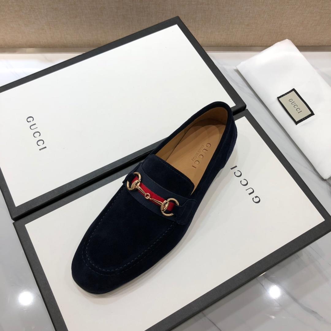 Gucci Black Perfect Quality Loafers With Golden Buckle MS07539