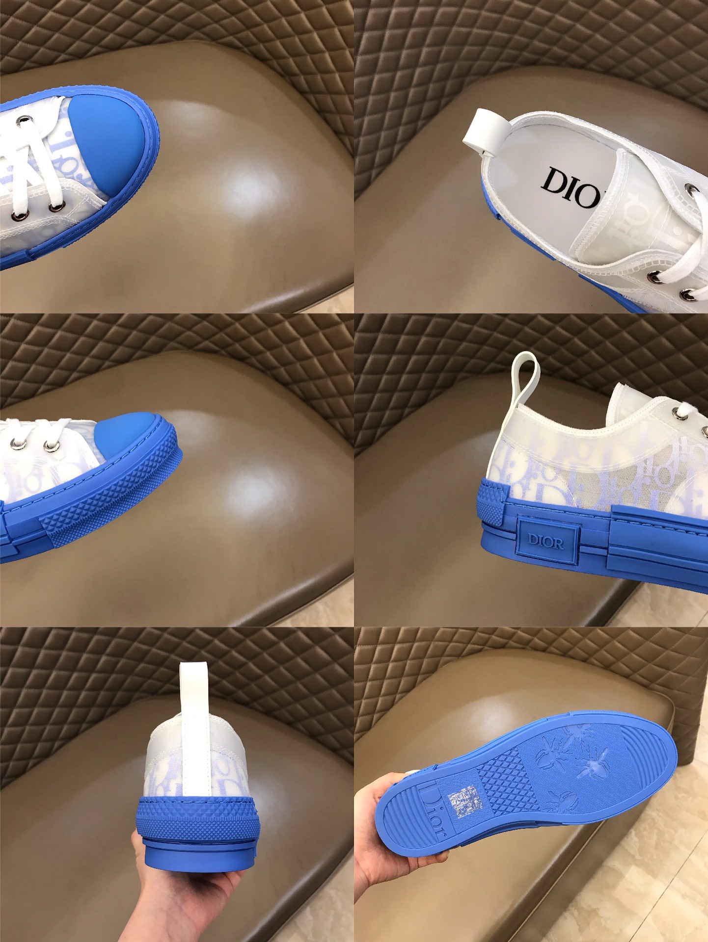 Dior Sneaker B23 in White with Blue sole