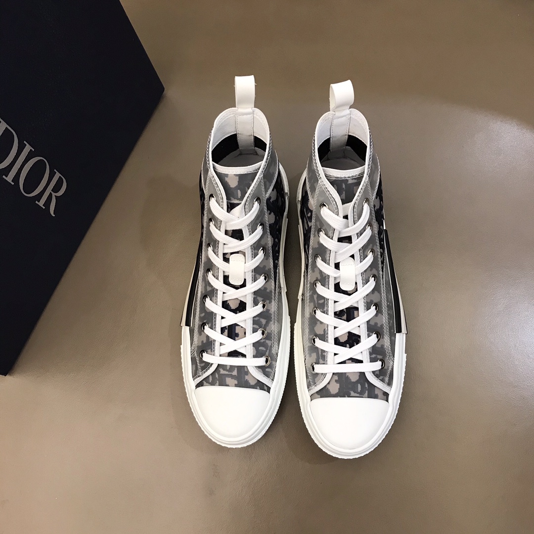 Dior Sneaker B23 in White with Black Logo high