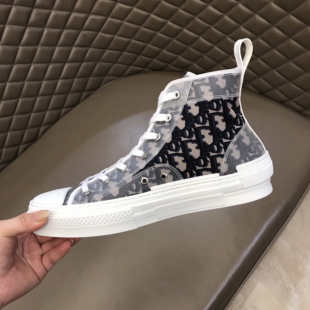 Dior Sneaker B23 in White with Black Logo high