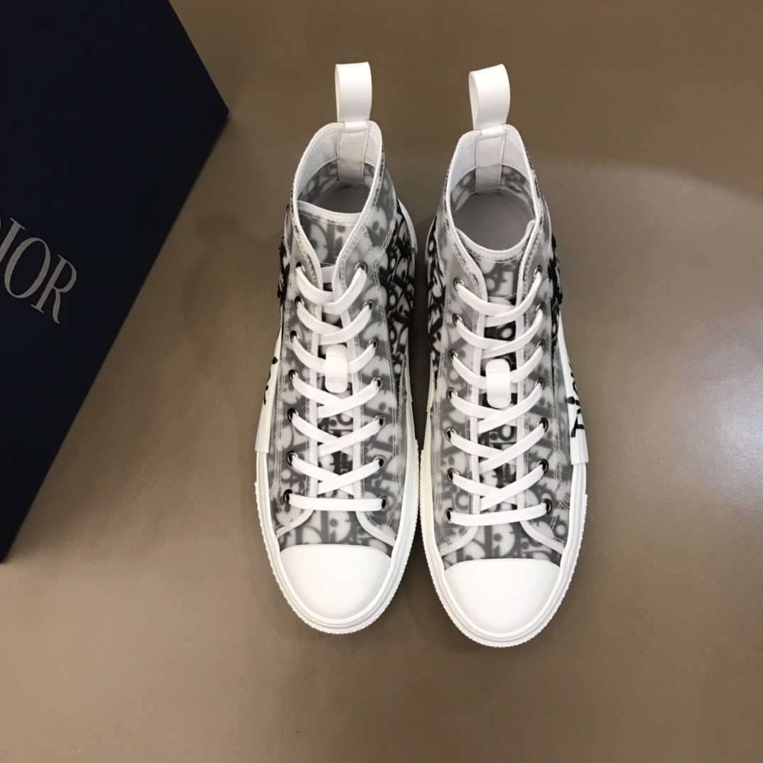 Dior Sneaker B23 in White with Black Logo high