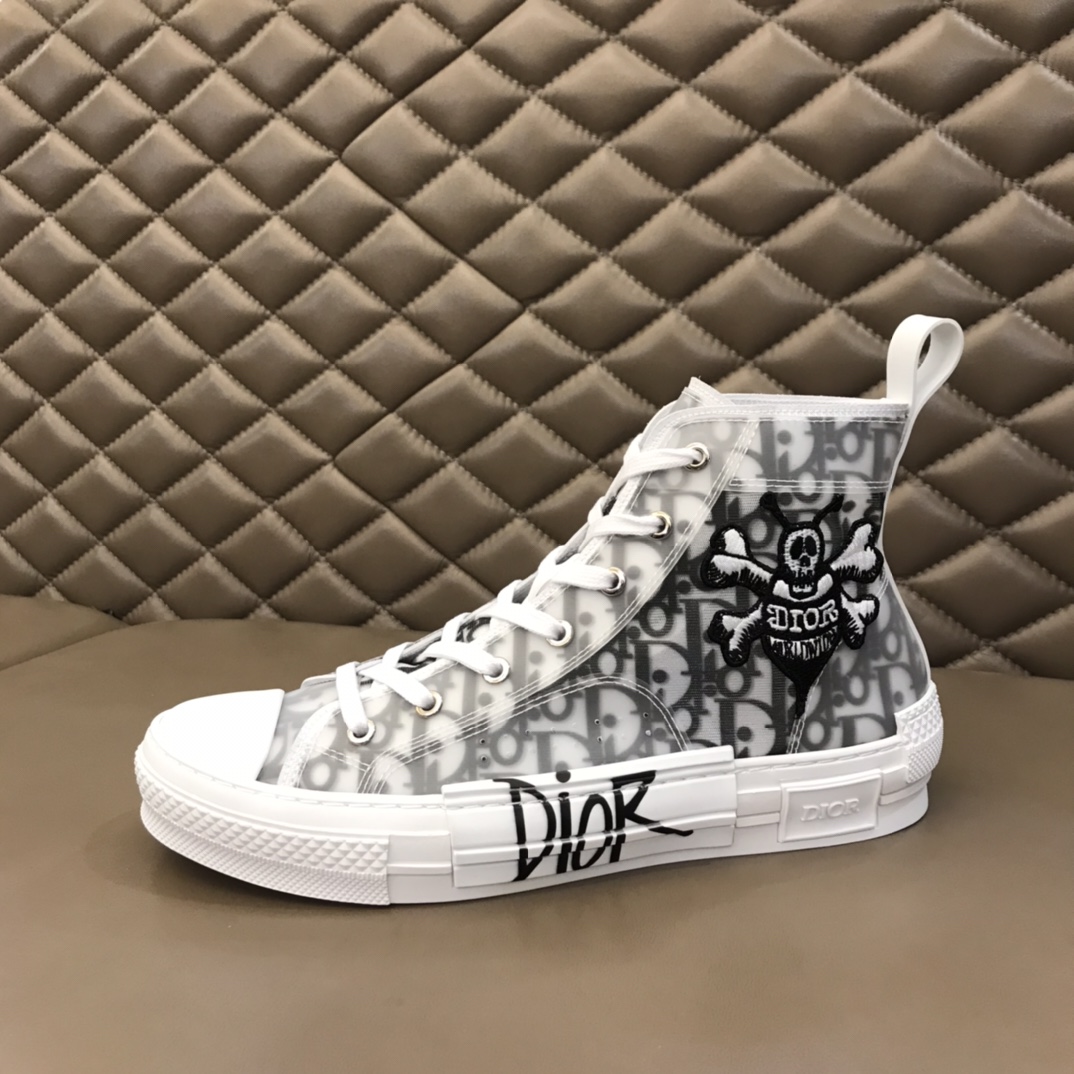 Dior Sneaker B23 in White with Black Logo high