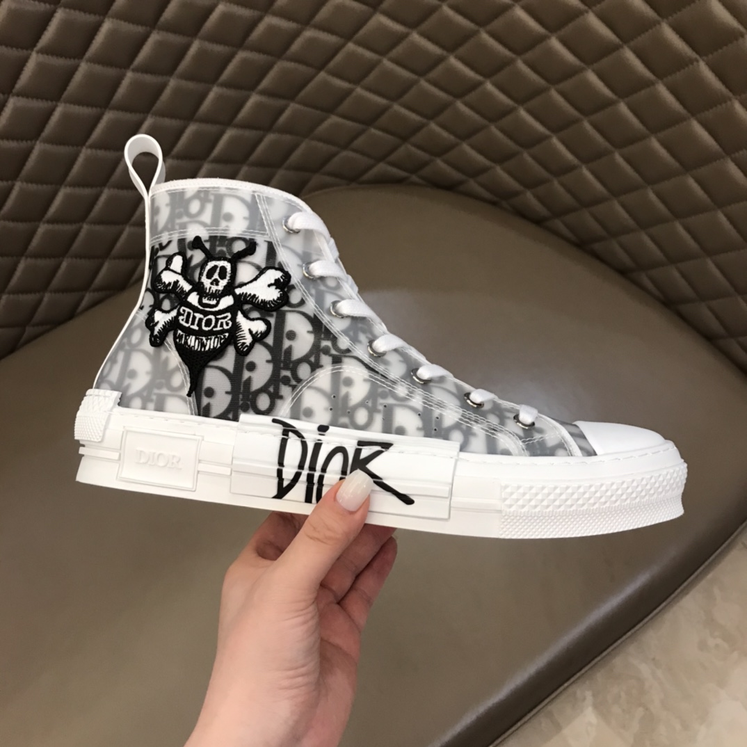 Dior Sneaker B23 in White with Black Logo high