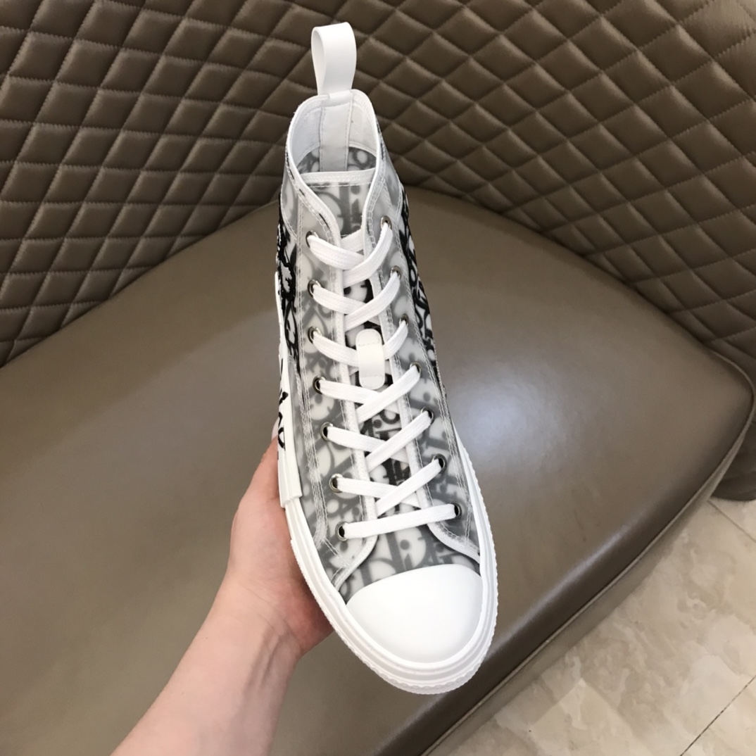 Dior Sneaker B23 in White with Black Logo high