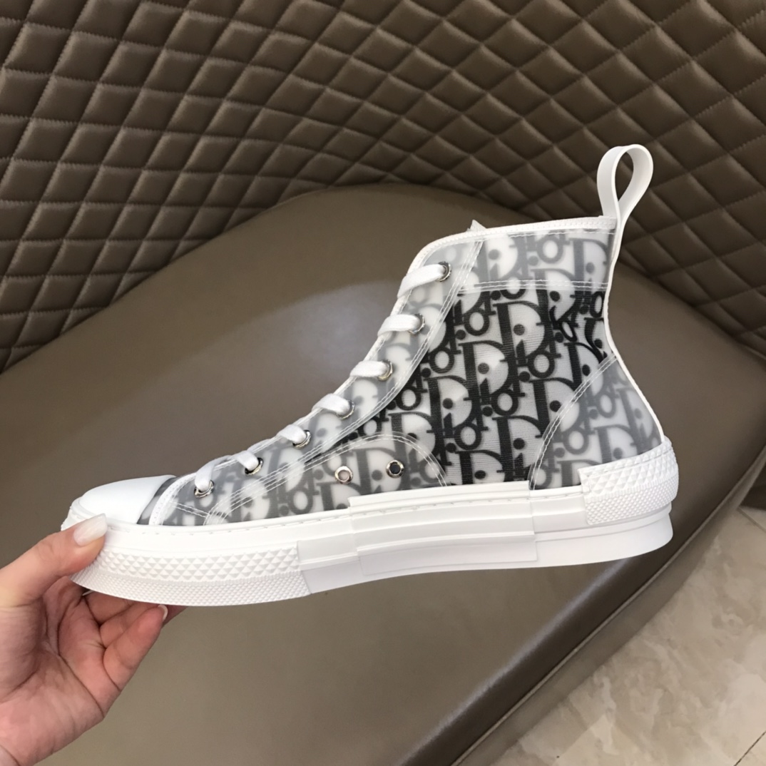 Dior Sneaker B23 in White with Black Logo high