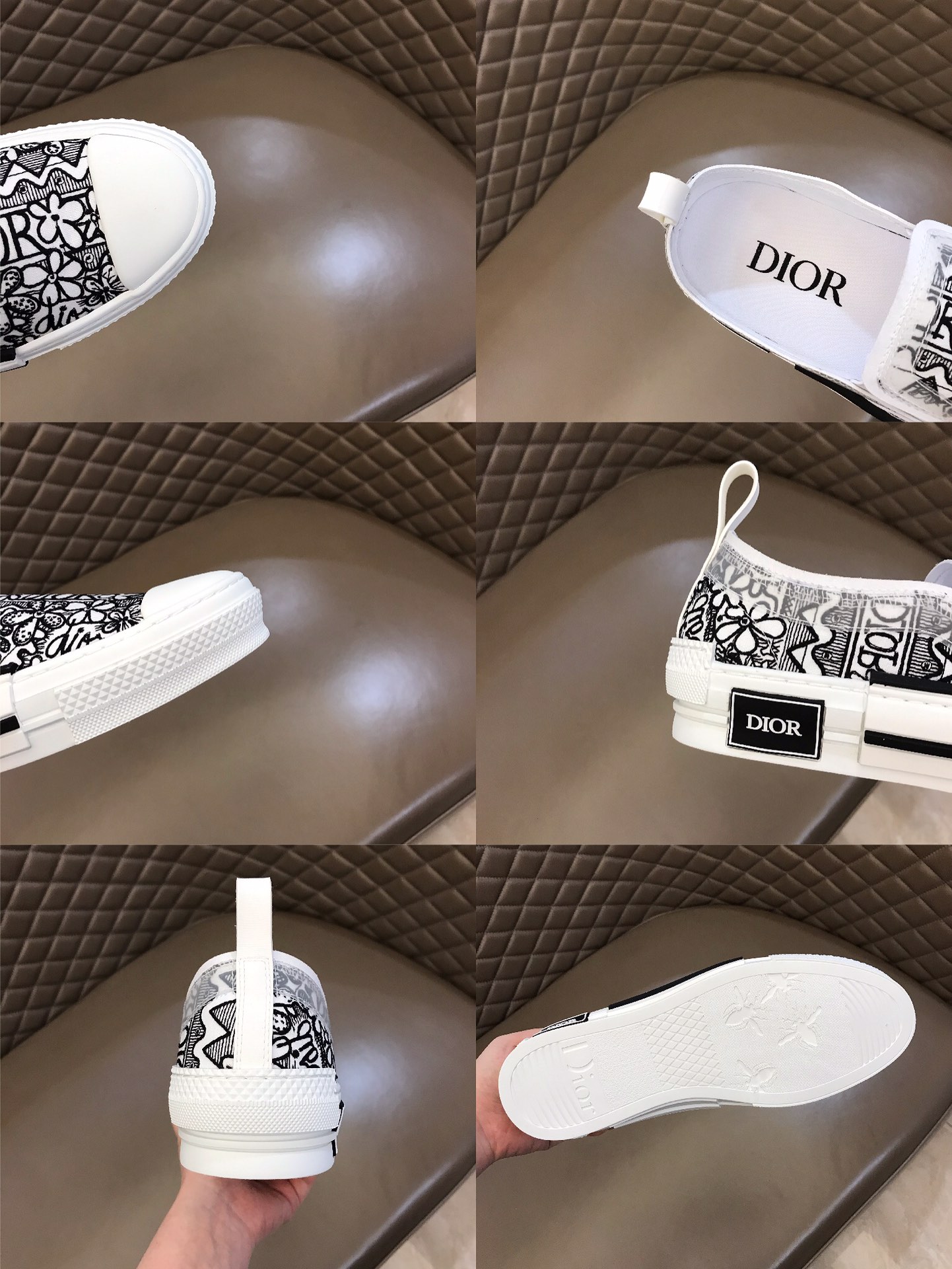 Dior Sneaker B23 in White with Black Logo