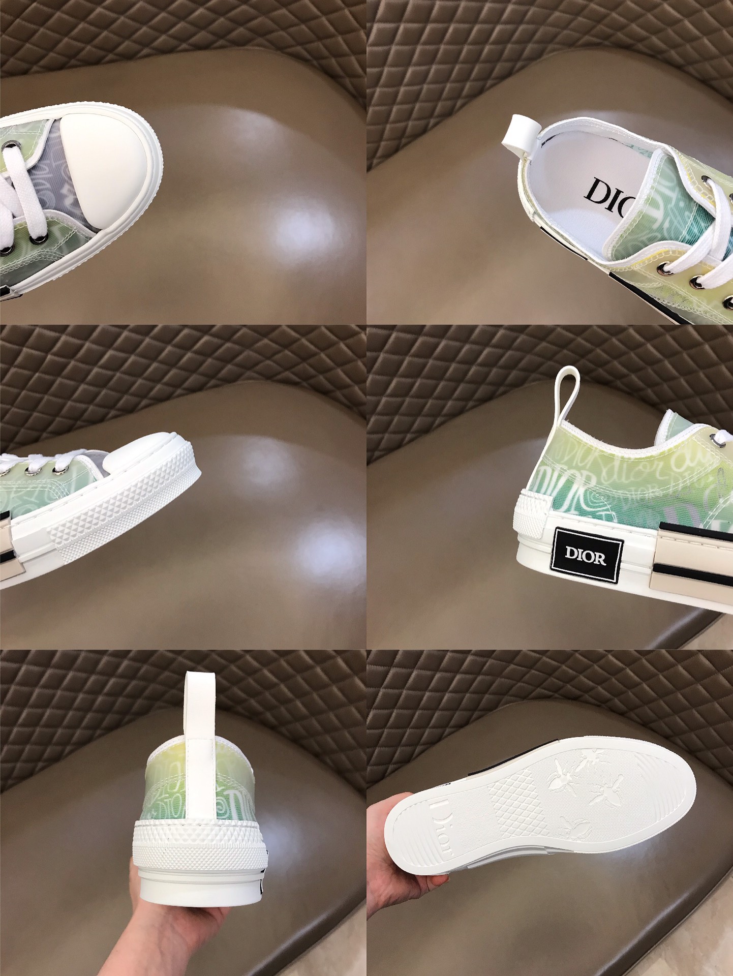 Dior Sneaker B23 in Grenn with Yellow low