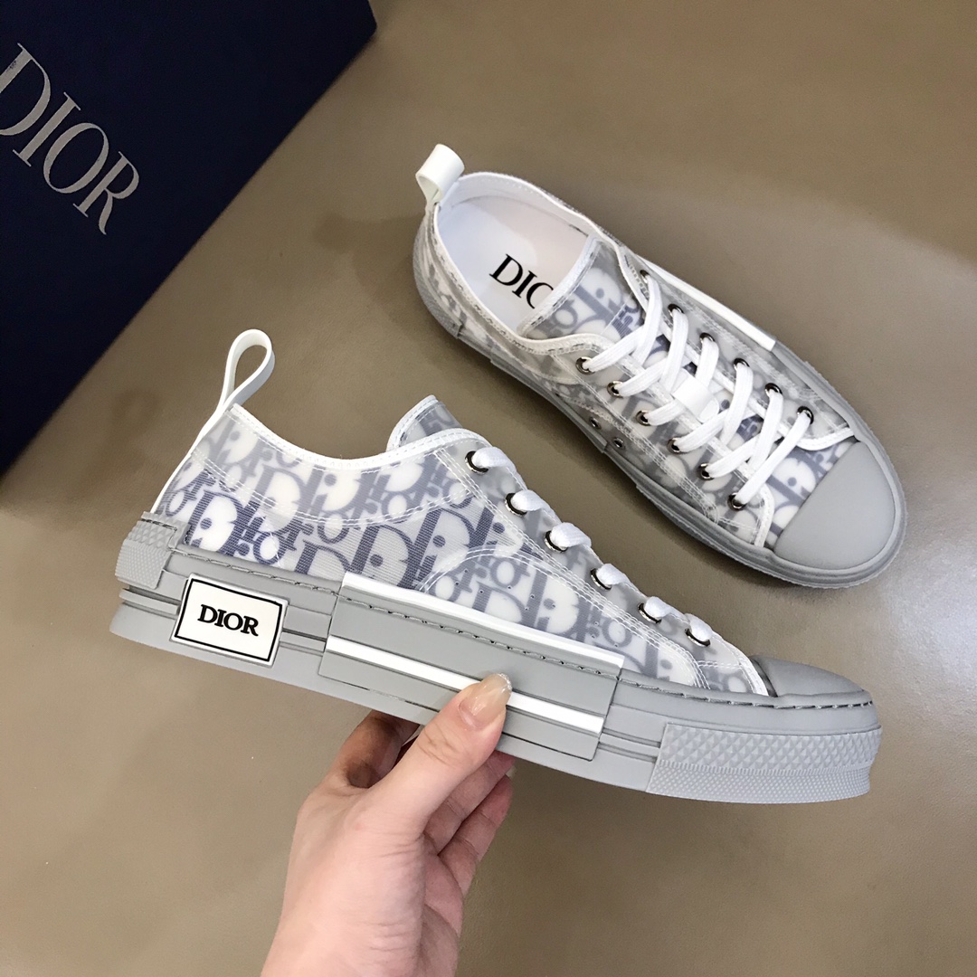 Dior Sneaker B23 in Gray with Blue Logo low