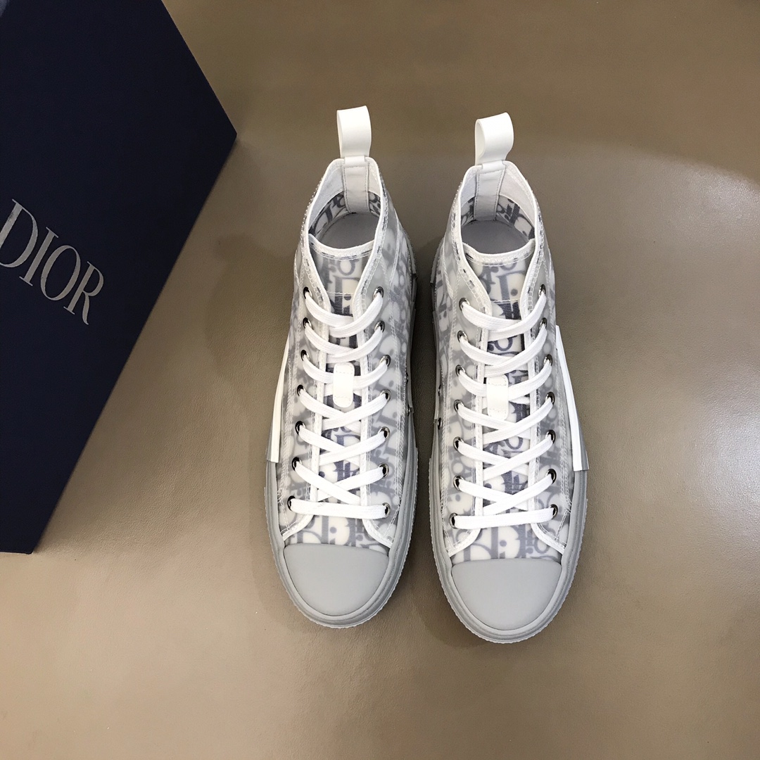 Dior Sneaker B23 in Gray with Blue Logo high
