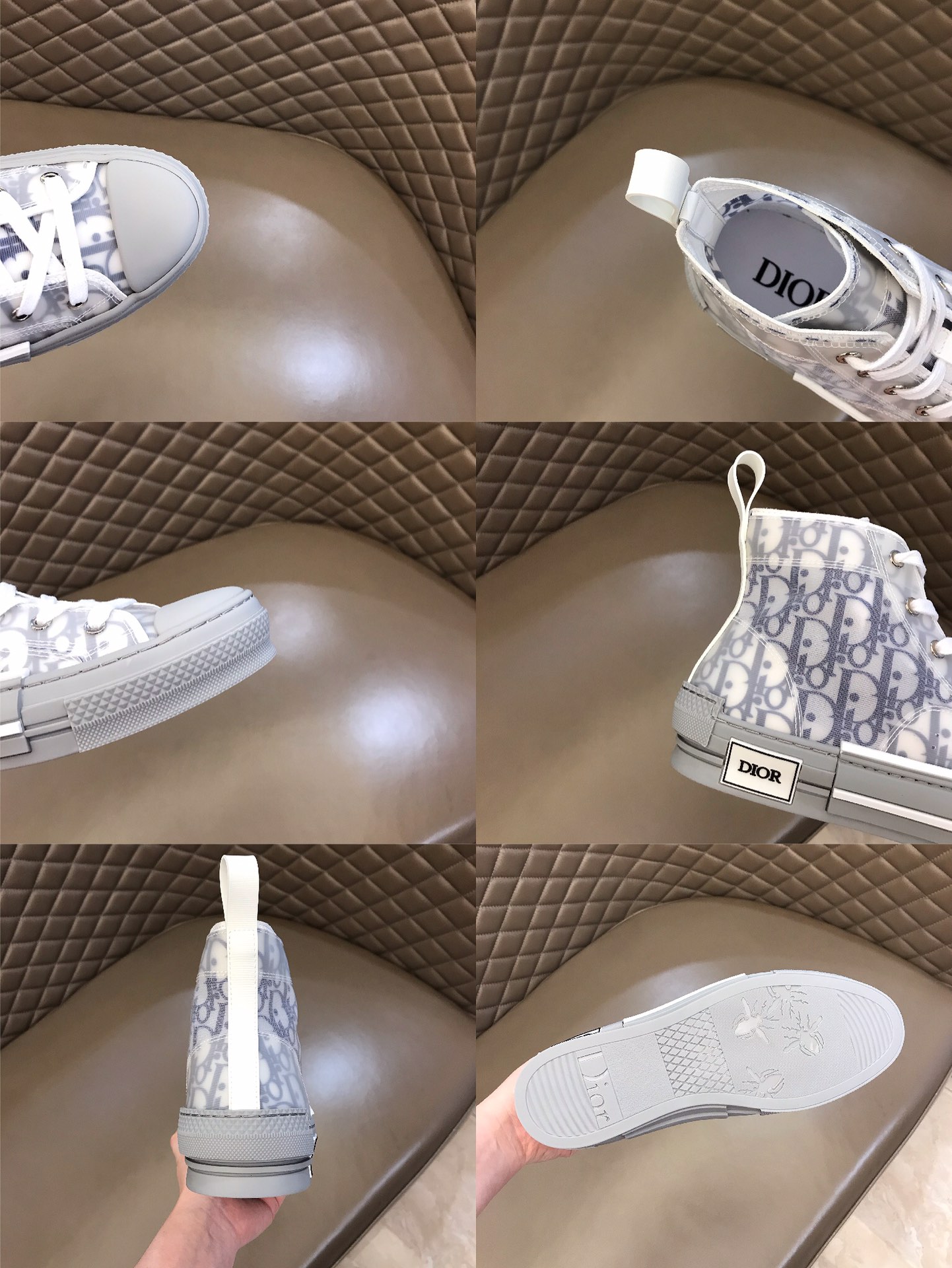 Dior Sneaker B23 in Gray with Blue Logo high