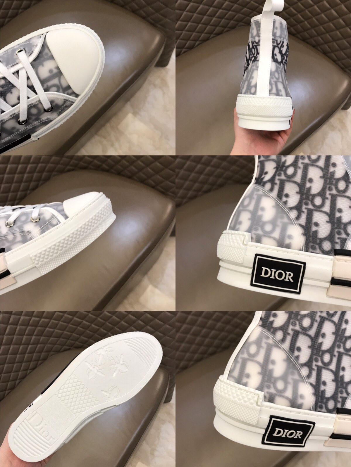 Dior Sneaker B23 in Gray Logo high