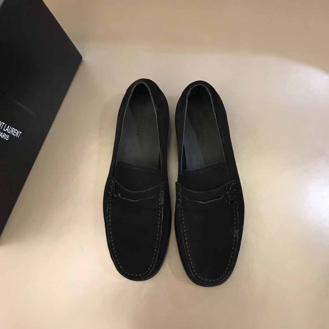 YSL Dress Shoe Teddy Penny in Black Suede