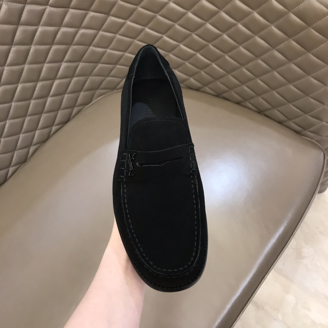 YSL Dress Shoe Teddy Penny in Black Suede