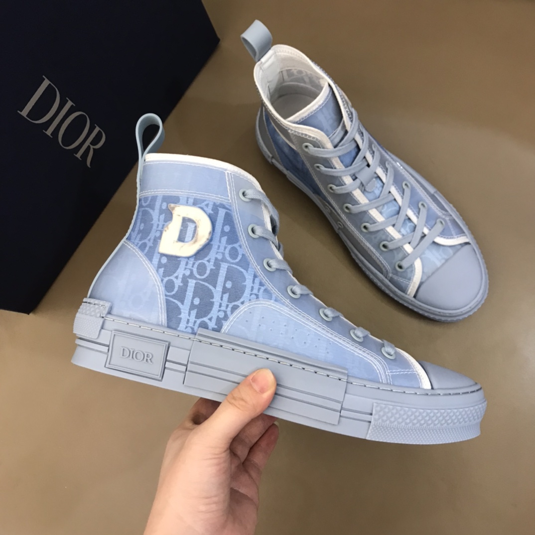 Dior Sneaker B23 in Blue with White Logo high