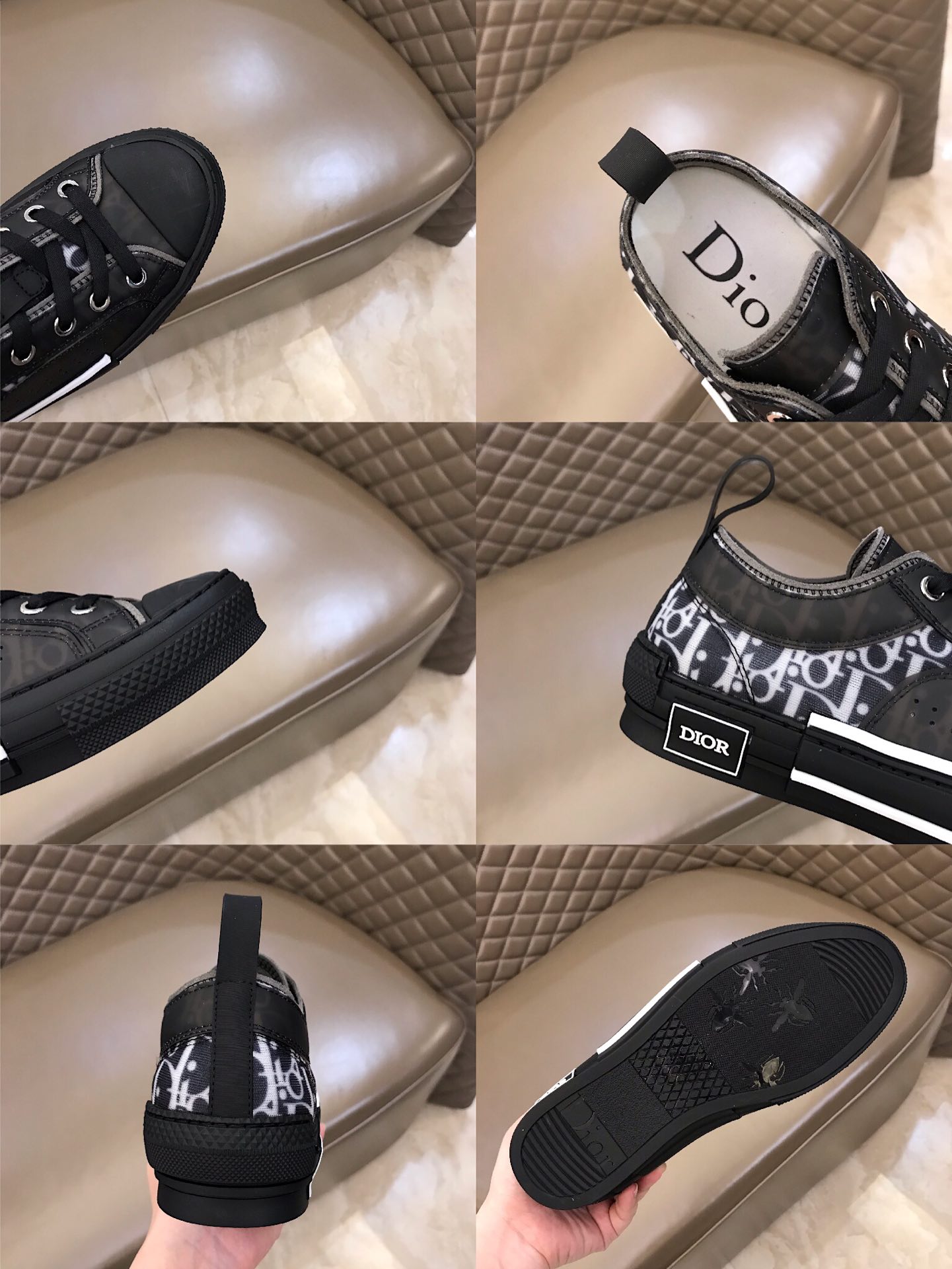 Dior Sneaker B23 in Black with White Logo low