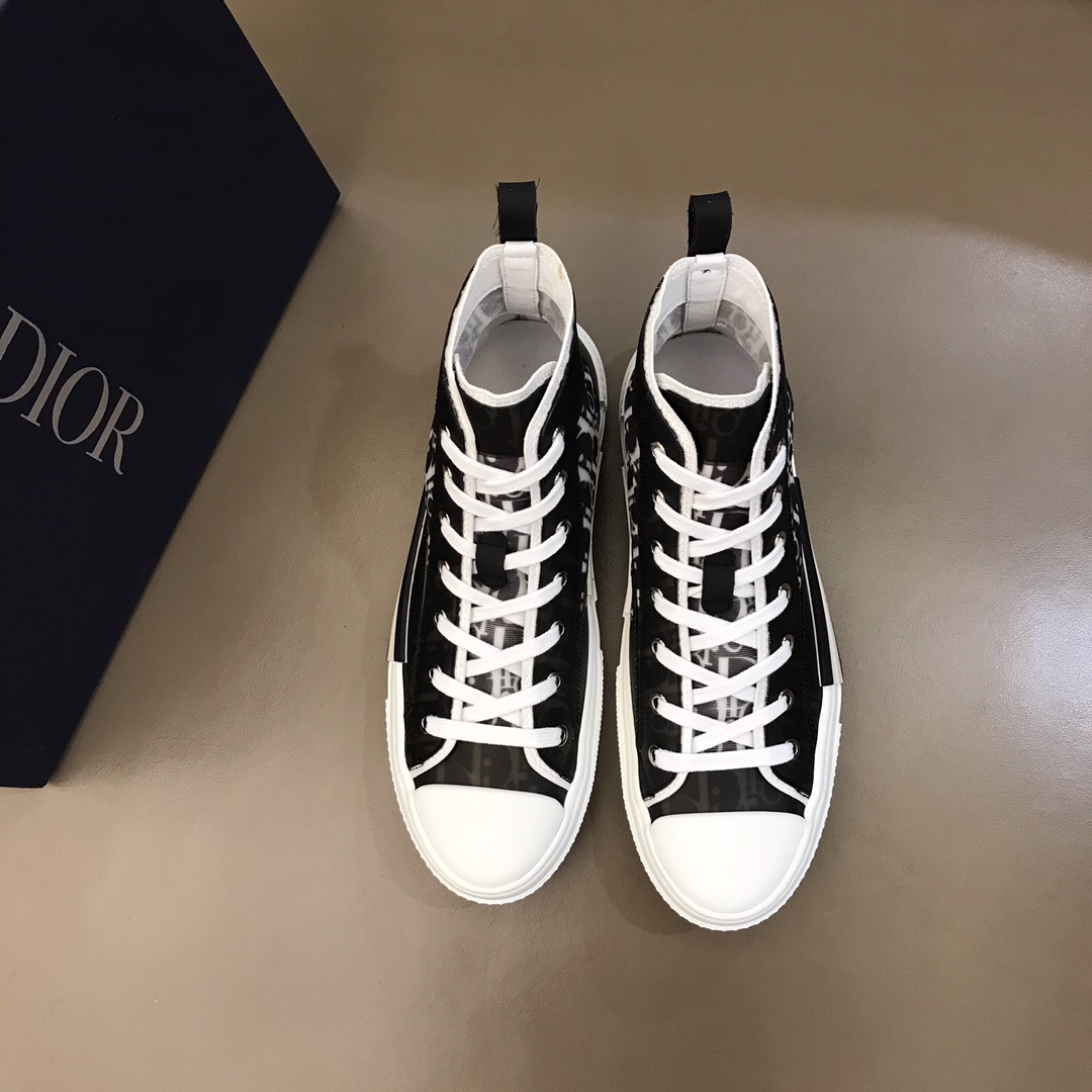 Dior Sneaker B23 in Black with White Logo high