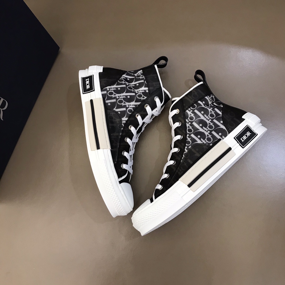 Dior Sneaker B23 in Black with White Logo high