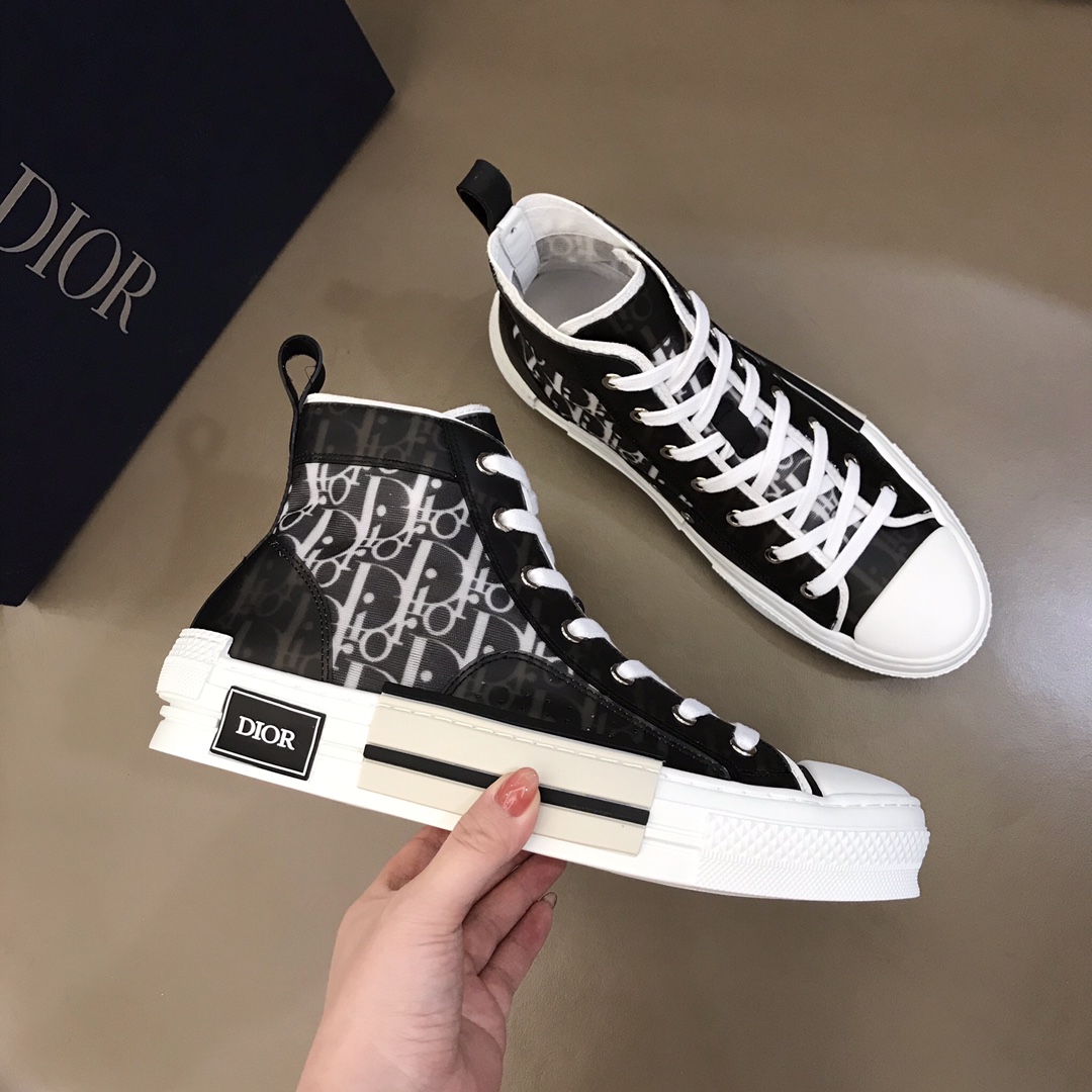 Dior Sneaker B23 in Black with White Logo high