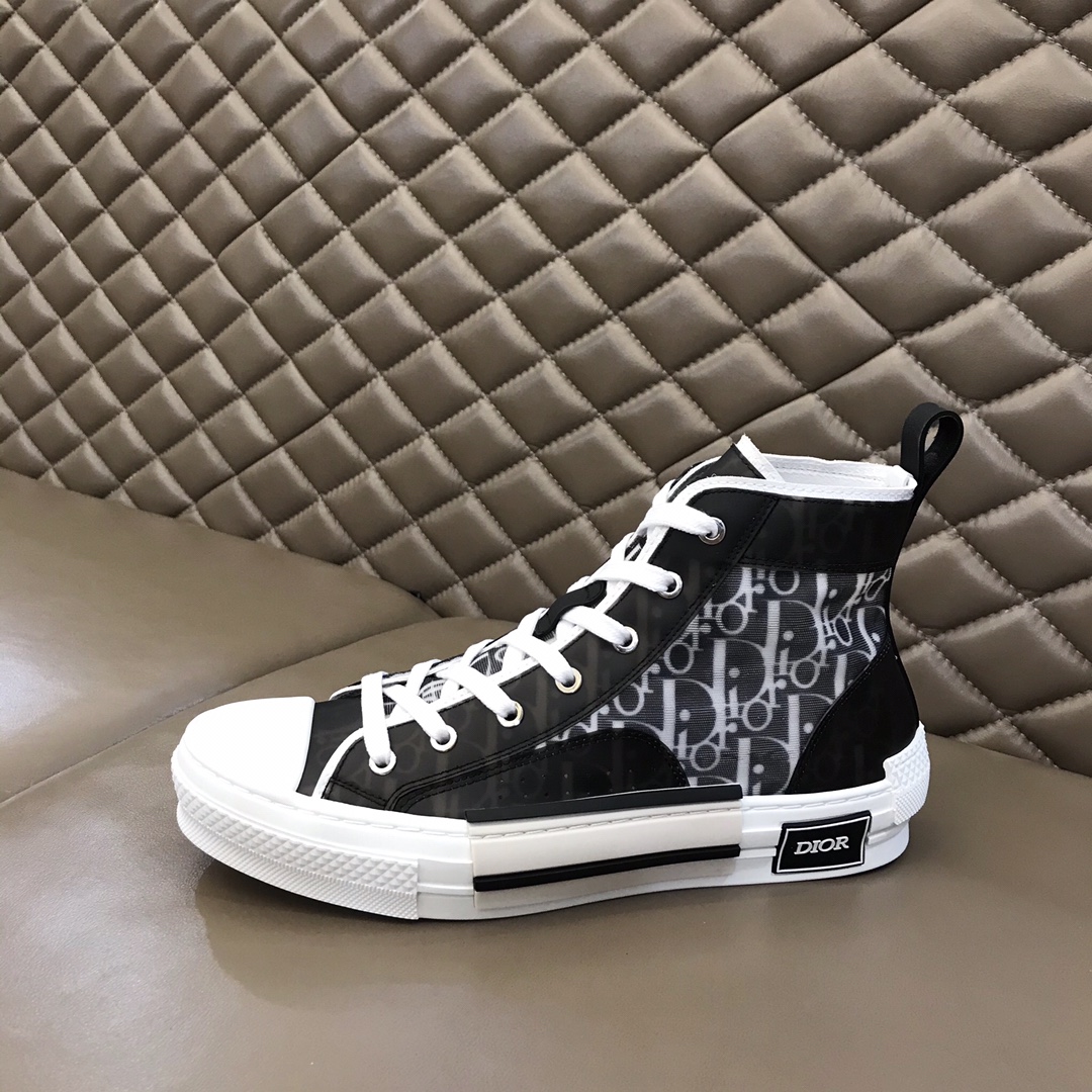 Dior Sneaker B23 in Black with White Logo high