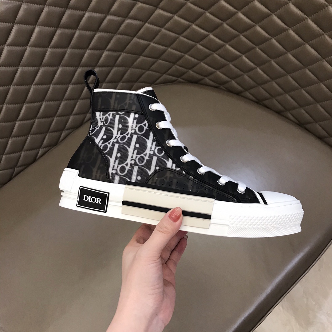 Dior Sneaker B23 in Black with White Logo high