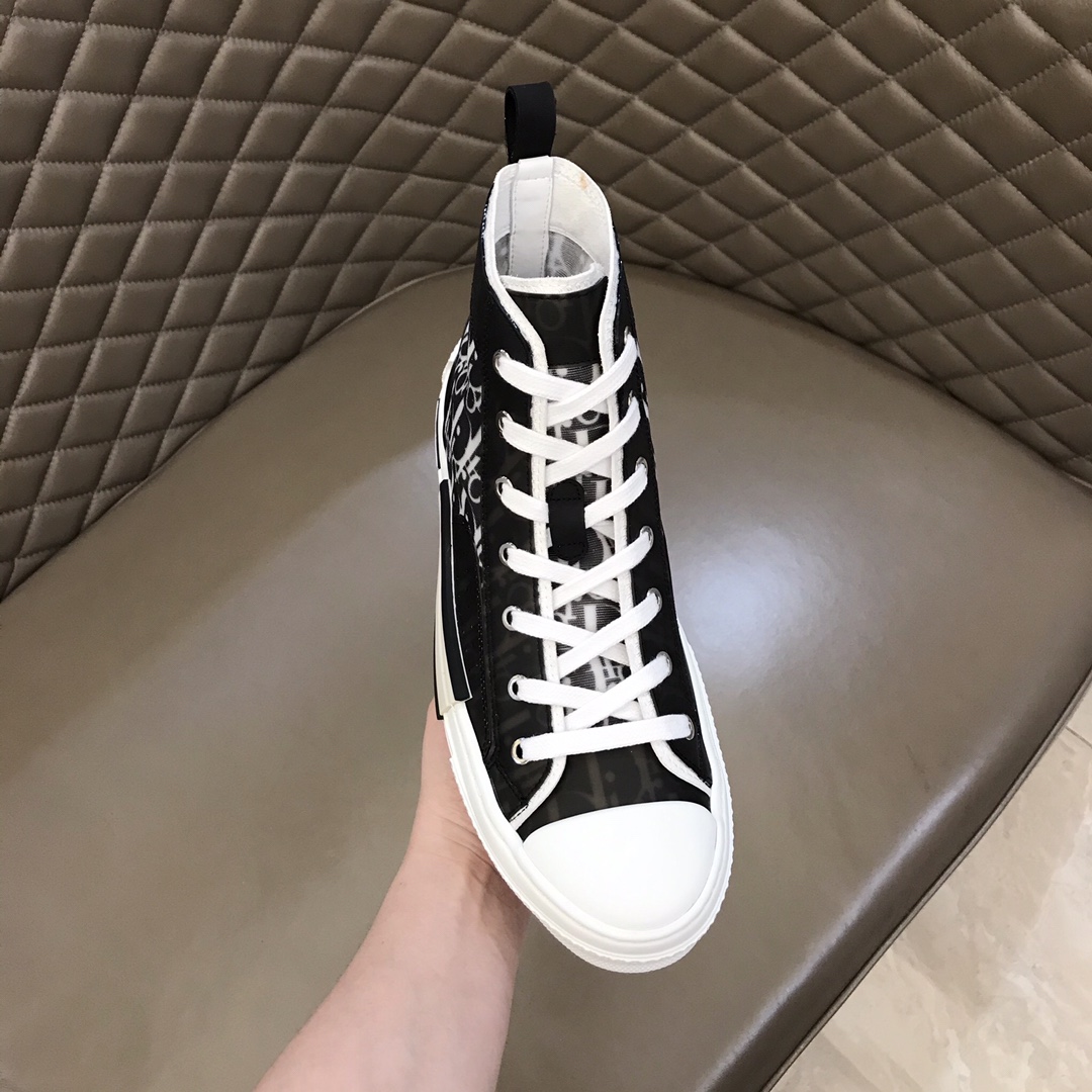 Dior Sneaker B23 in Black with White Logo high