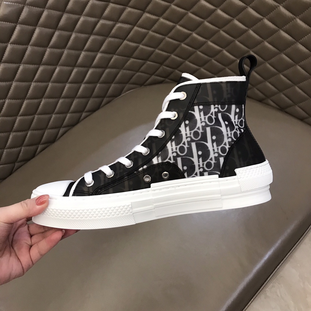 Dior Sneaker B23 in Black with White Logo high