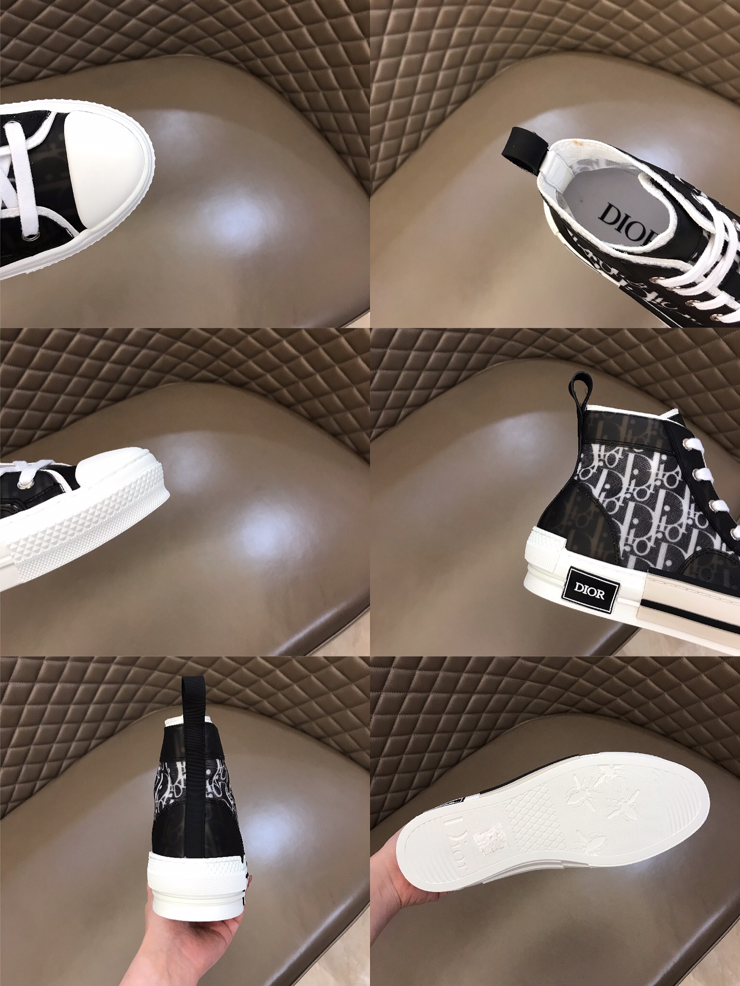 Dior Sneaker B23 in Black with White Logo high