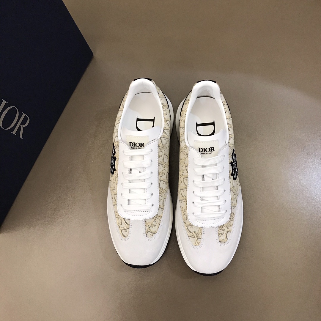 Dior Sneaker B01 in White with Brown Logo