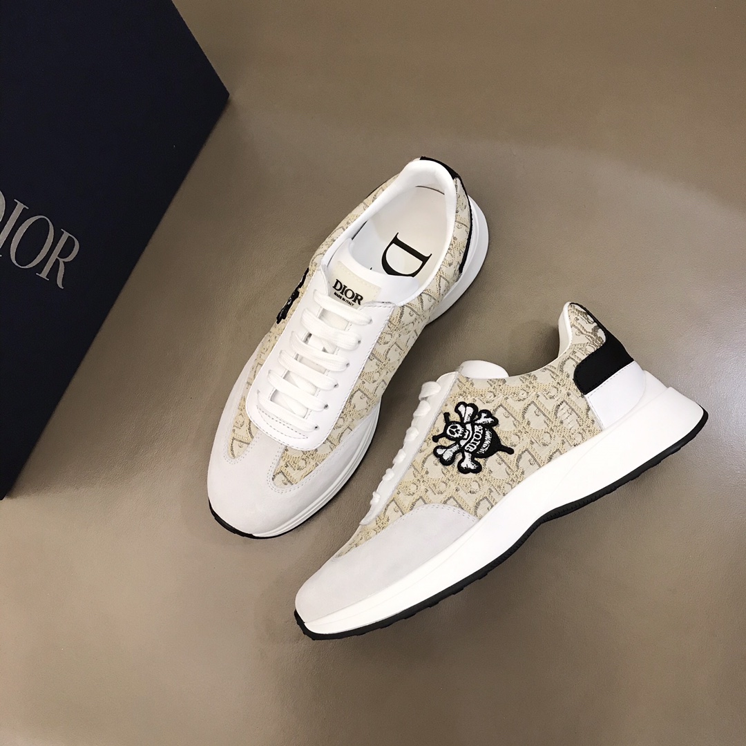 Dior Sneaker B01 in White with Brown Logo