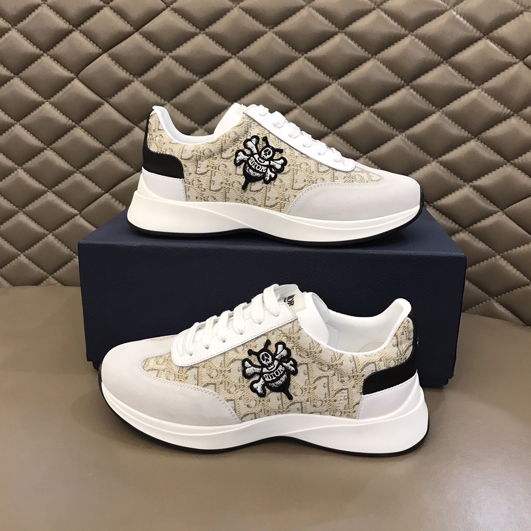 Dior Sneaker B01 in White with Brown Logo