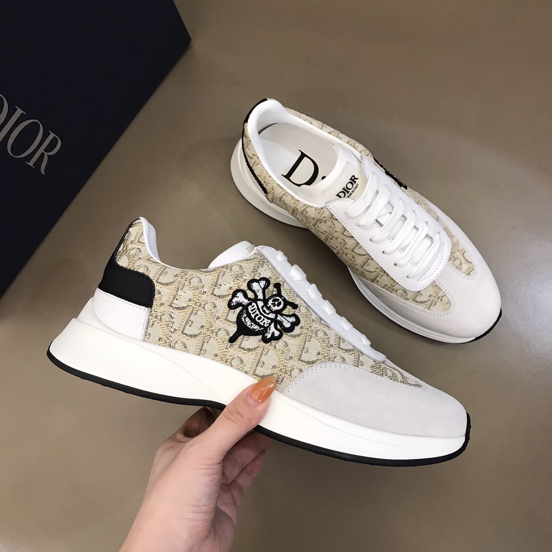 Dior Sneaker B01 in White with Brown Logo