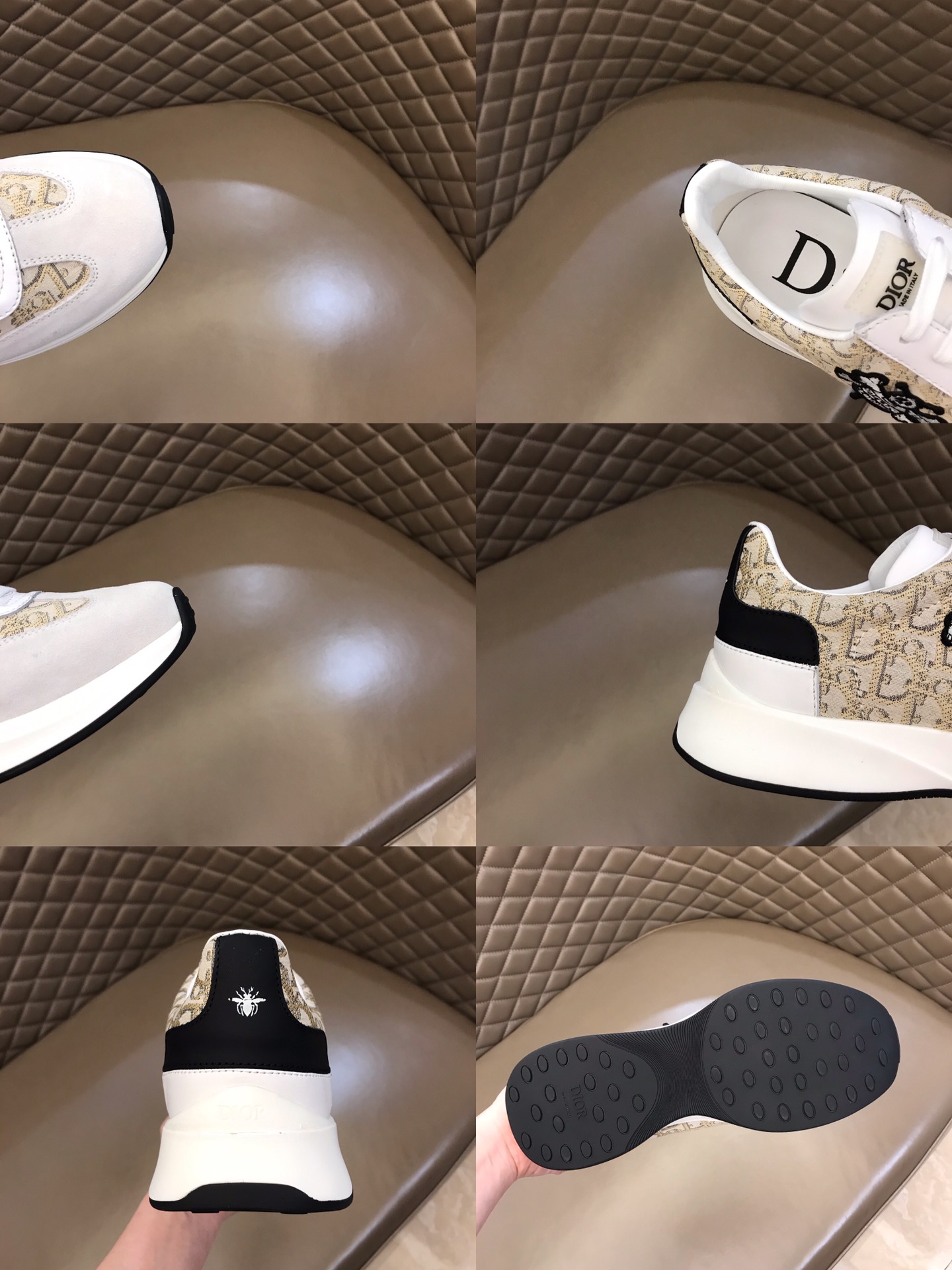 Dior Sneaker B01 in White with Brown Logo