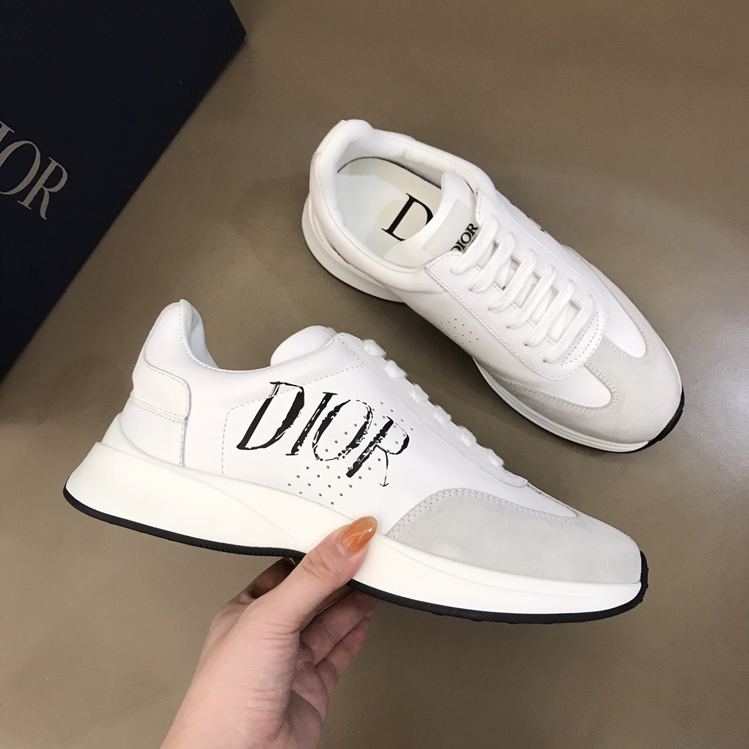 Dior Sneaker B01 in White with Black Logo