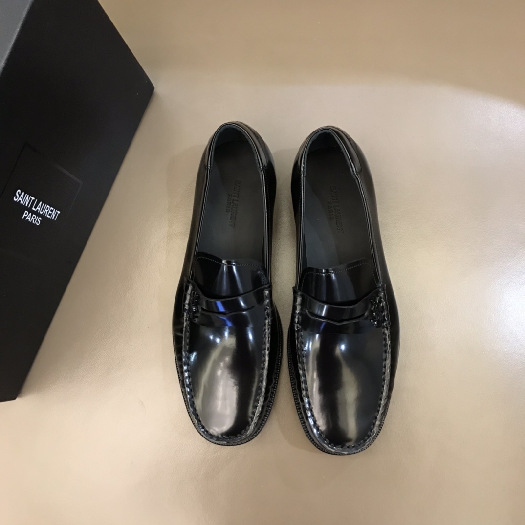 YSL Dress Shoe Teddy Penny in Black Leather 