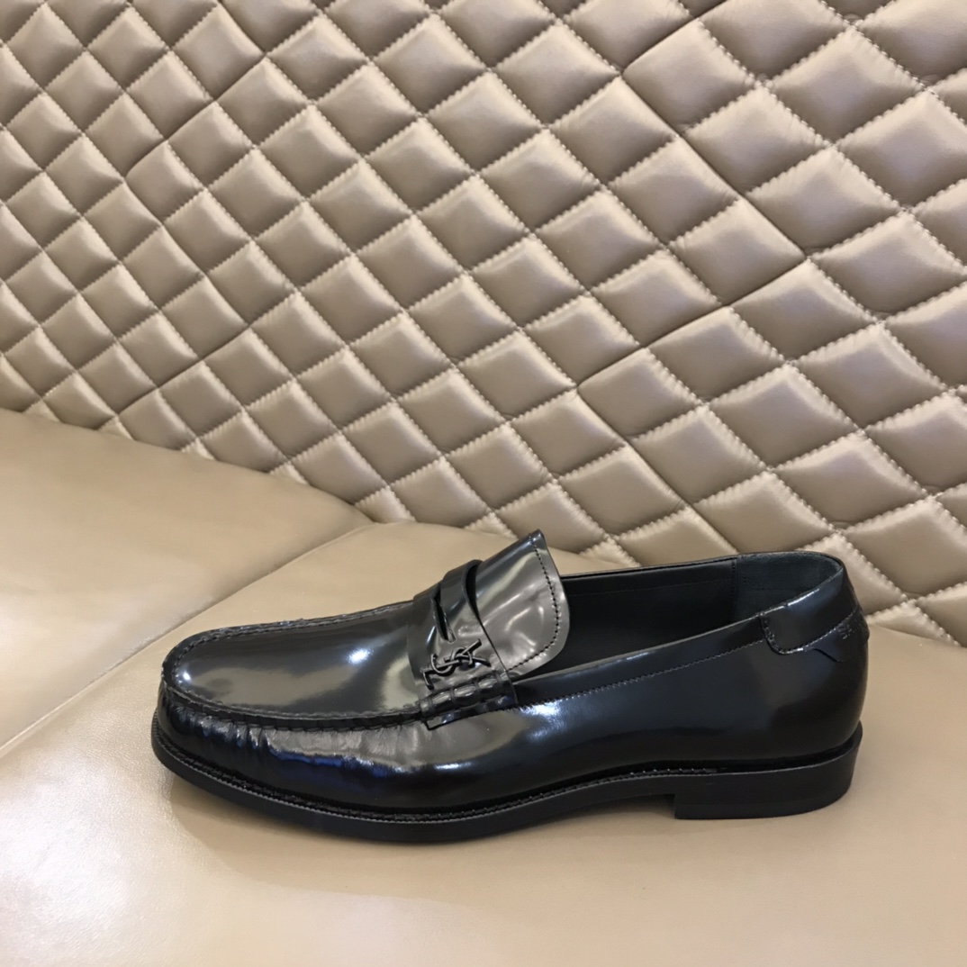 YSL Dress Shoe Teddy Penny in Black Leather 