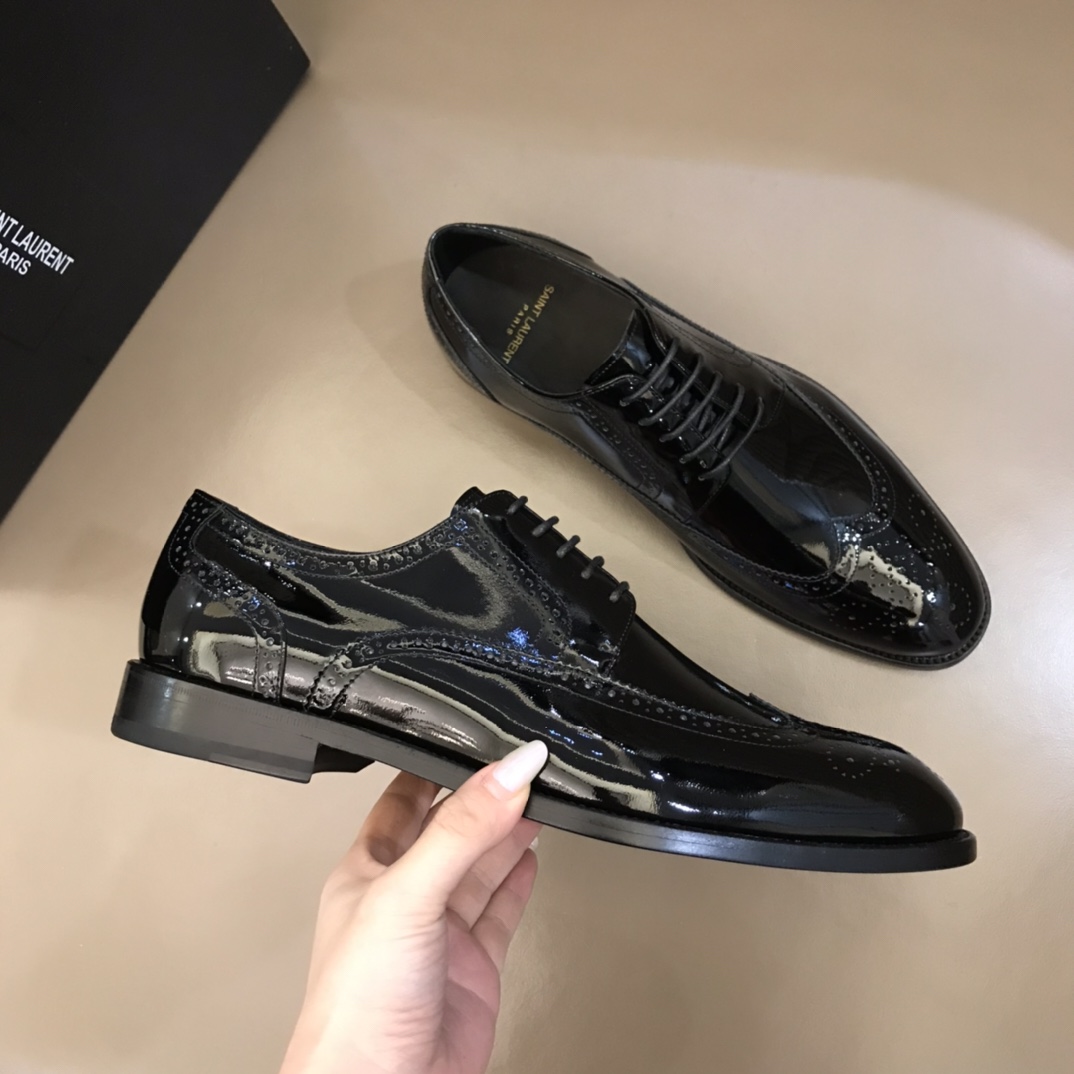 YSL Dress Shoe Teddy Penny in Black Leather 